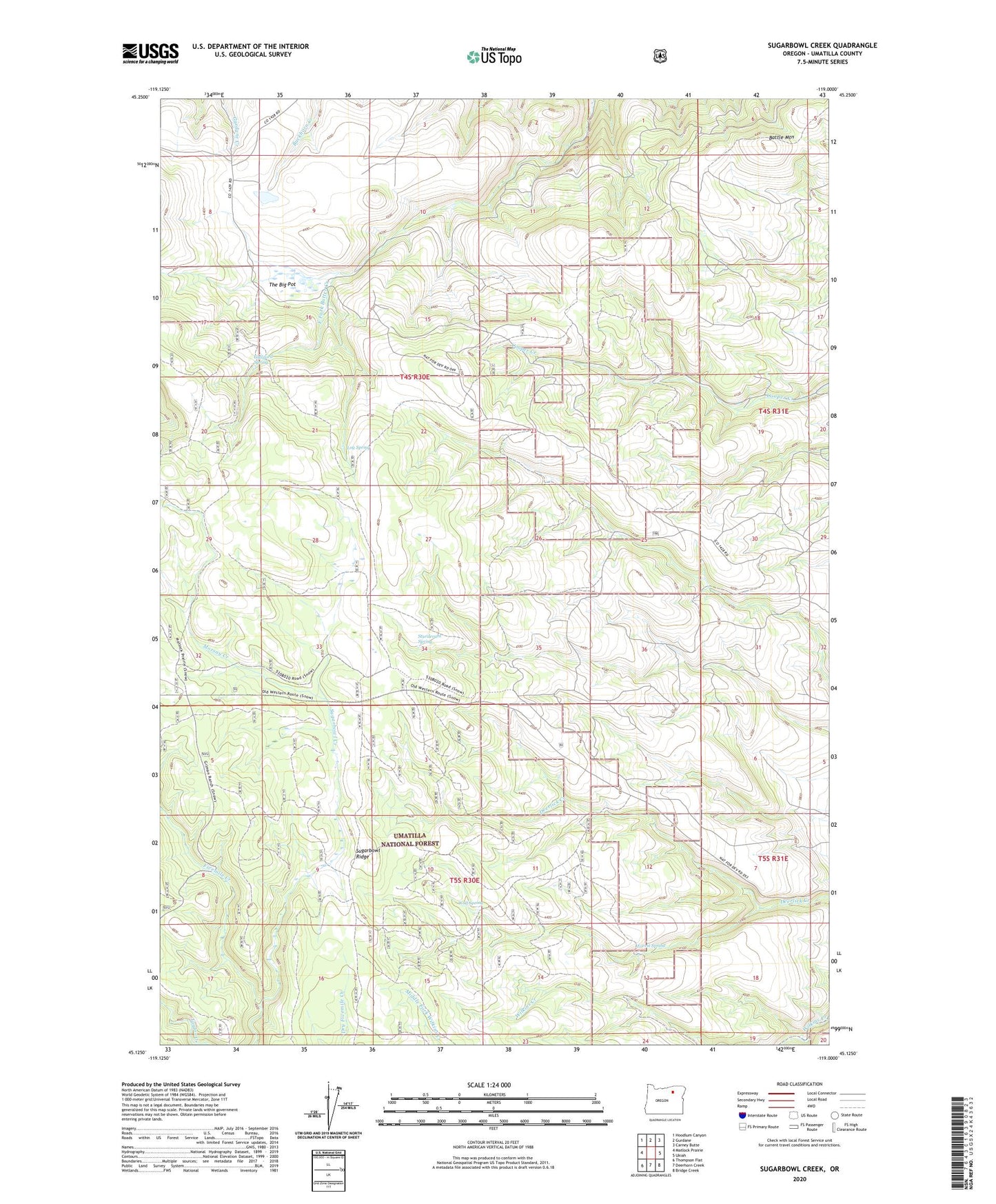 Sugarbowl Creek Oregon US Topo Map Image
