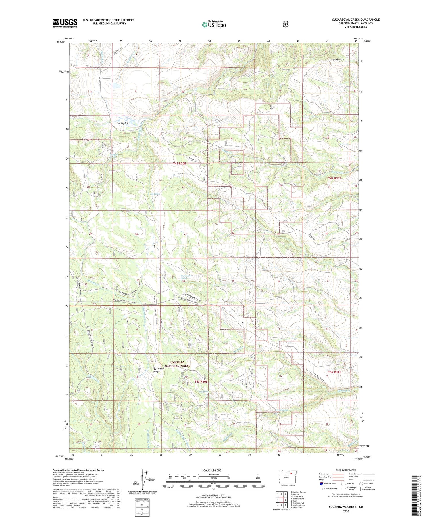 Sugarbowl Creek Oregon US Topo Map Image