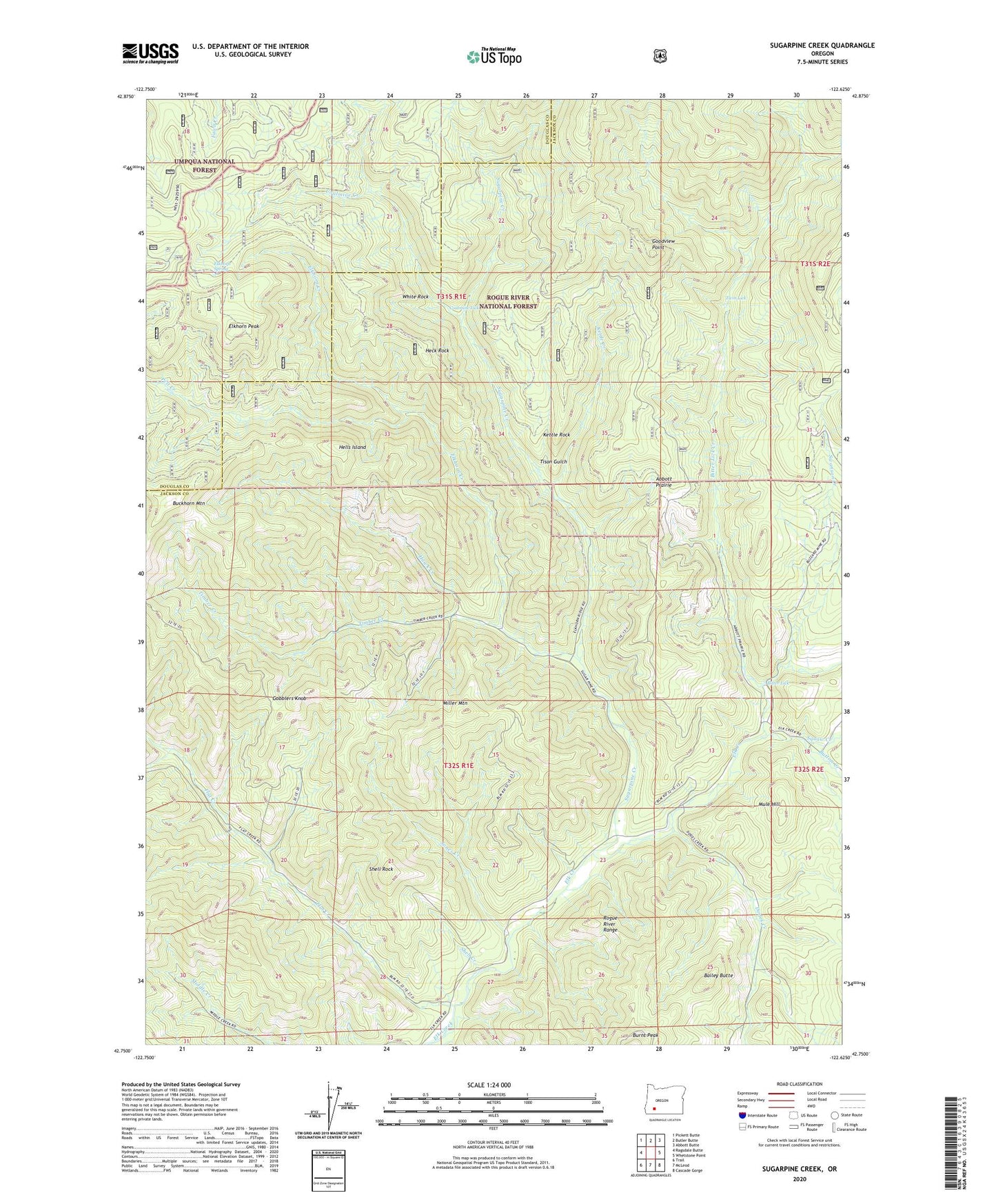 Sugarpine Creek Oregon US Topo Map Image