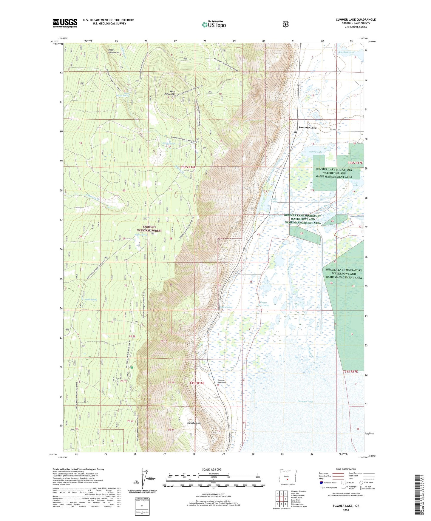 Summer Lake Oregon US Topo Map Image