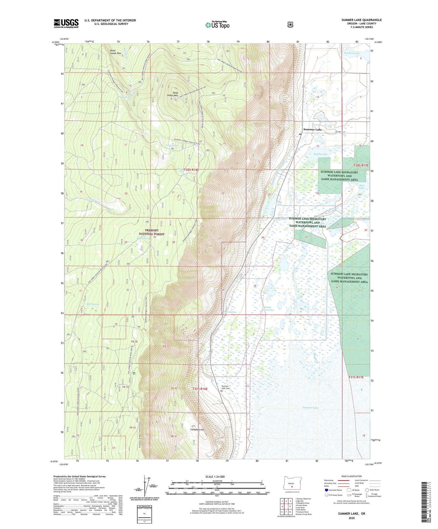 Summer Lake Oregon US Topo Map Image