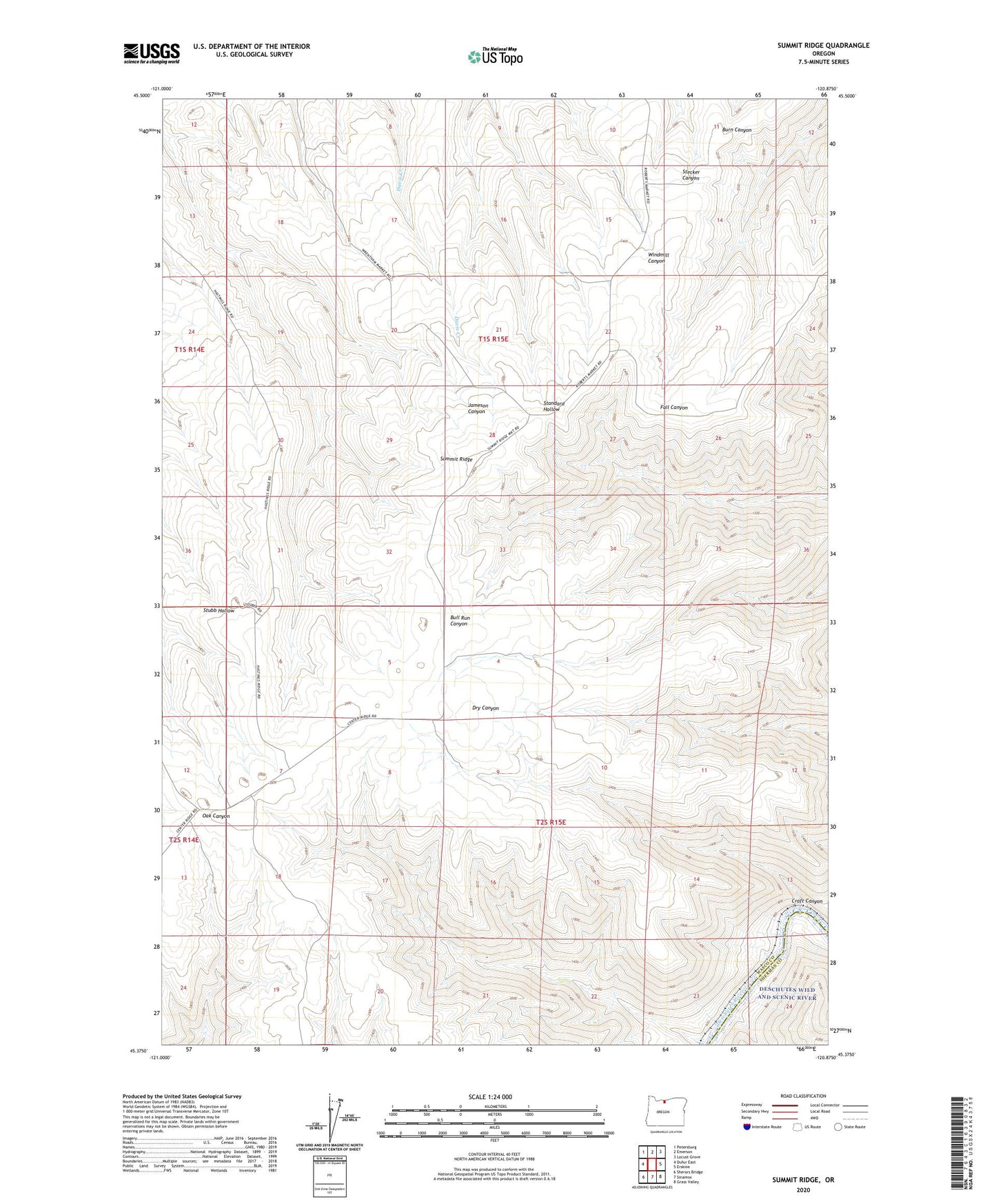 Summit Ridge Oregon US Topo Map Image