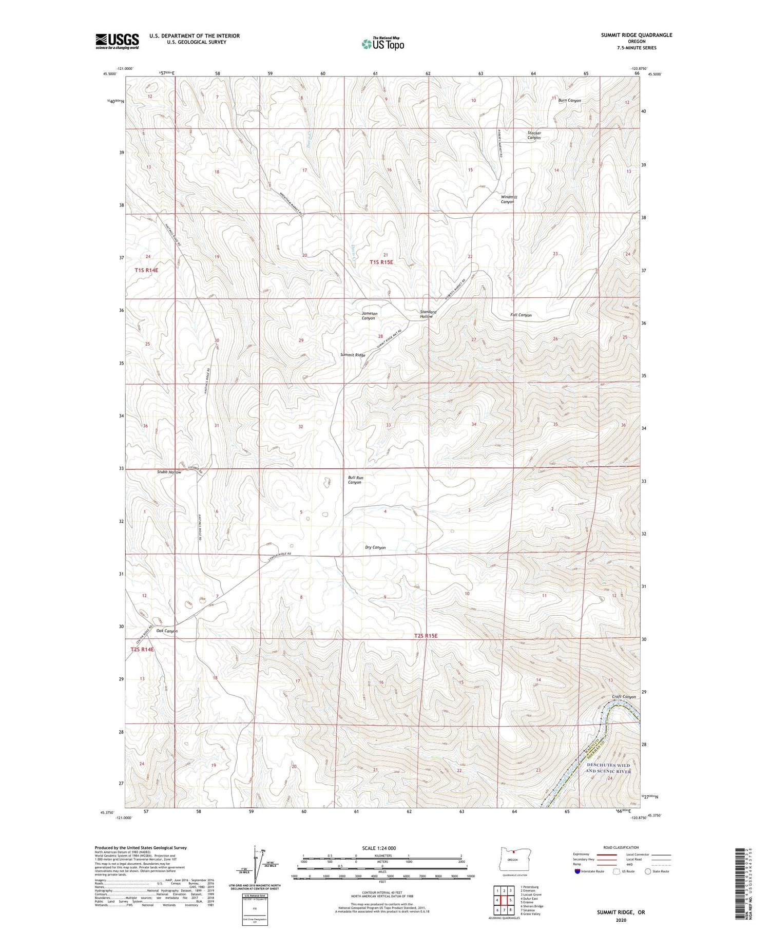 Summit Ridge Oregon US Topo Map Image