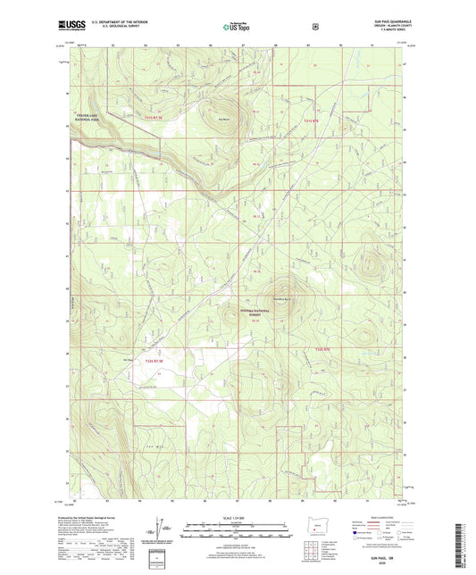 Sun Pass Oregon US Topo Map Image