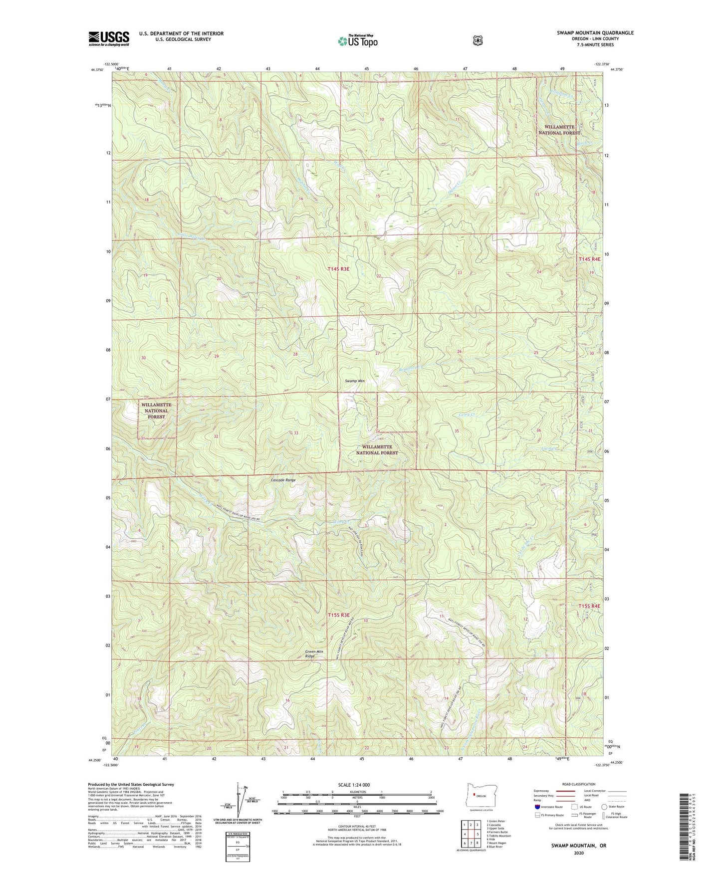 Swamp Mountain Oregon US Topo Map Image