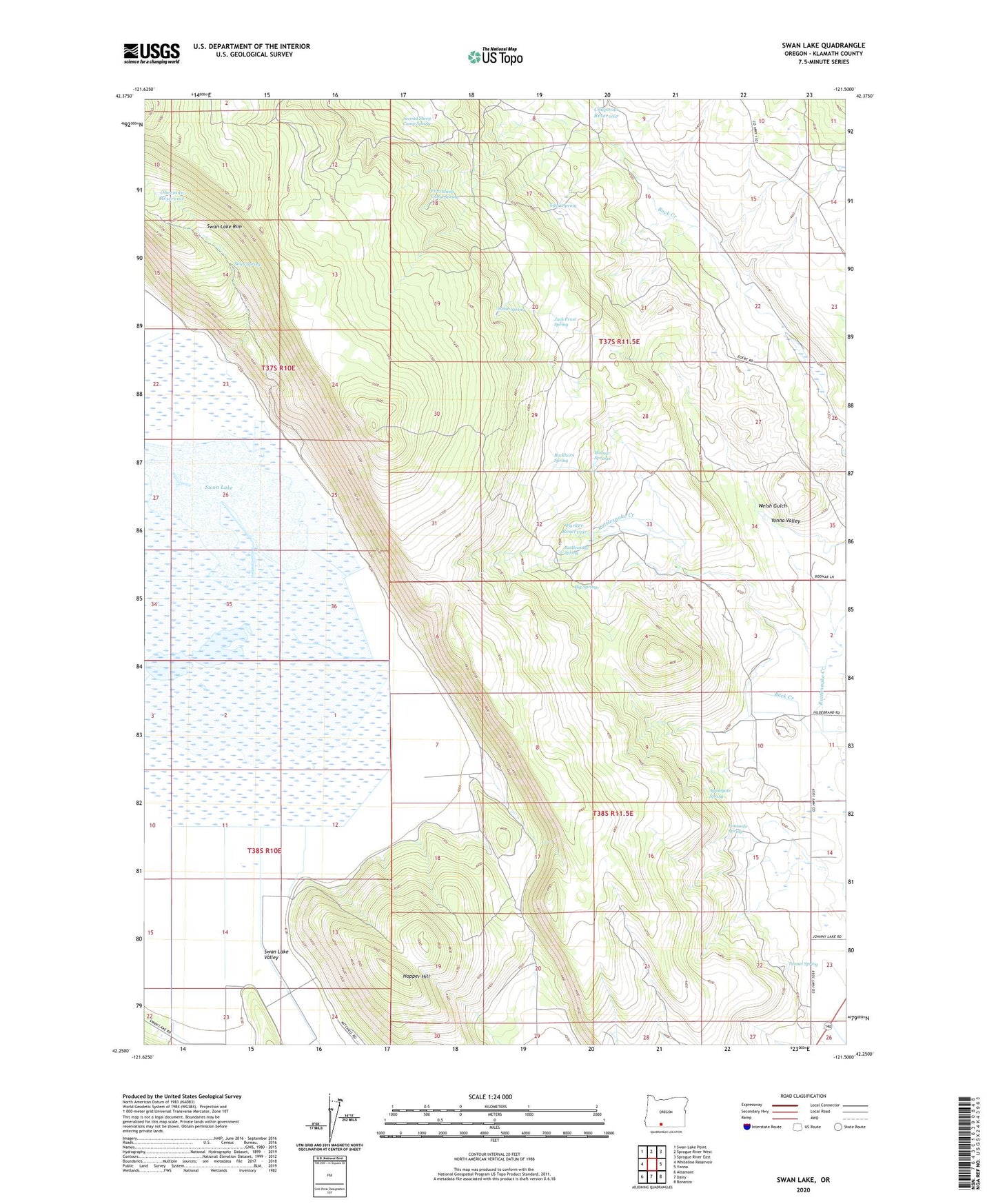 Swan Lake Oregon US Topo Map Image