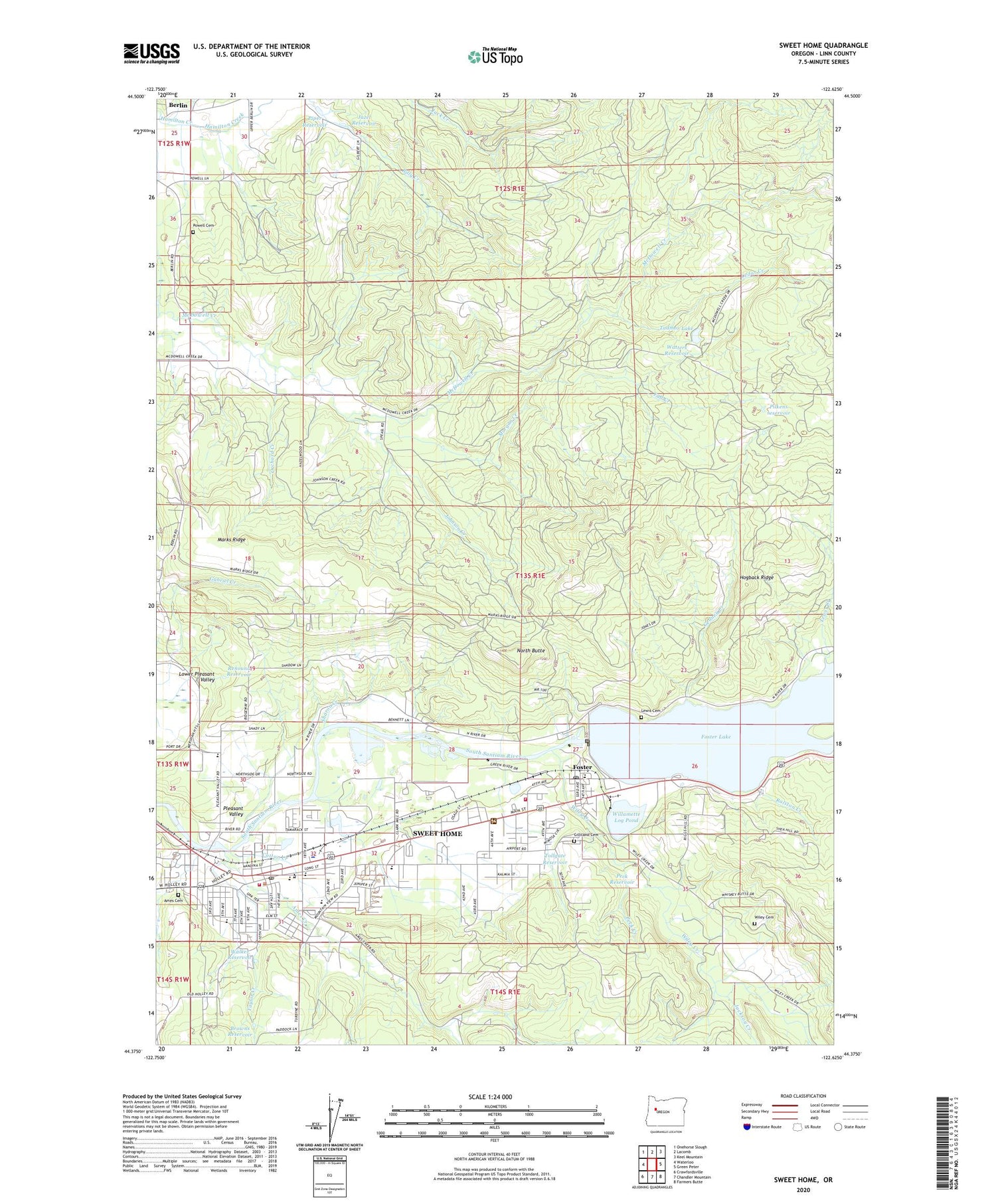 Sweet Home Oregon US Topo Map Image