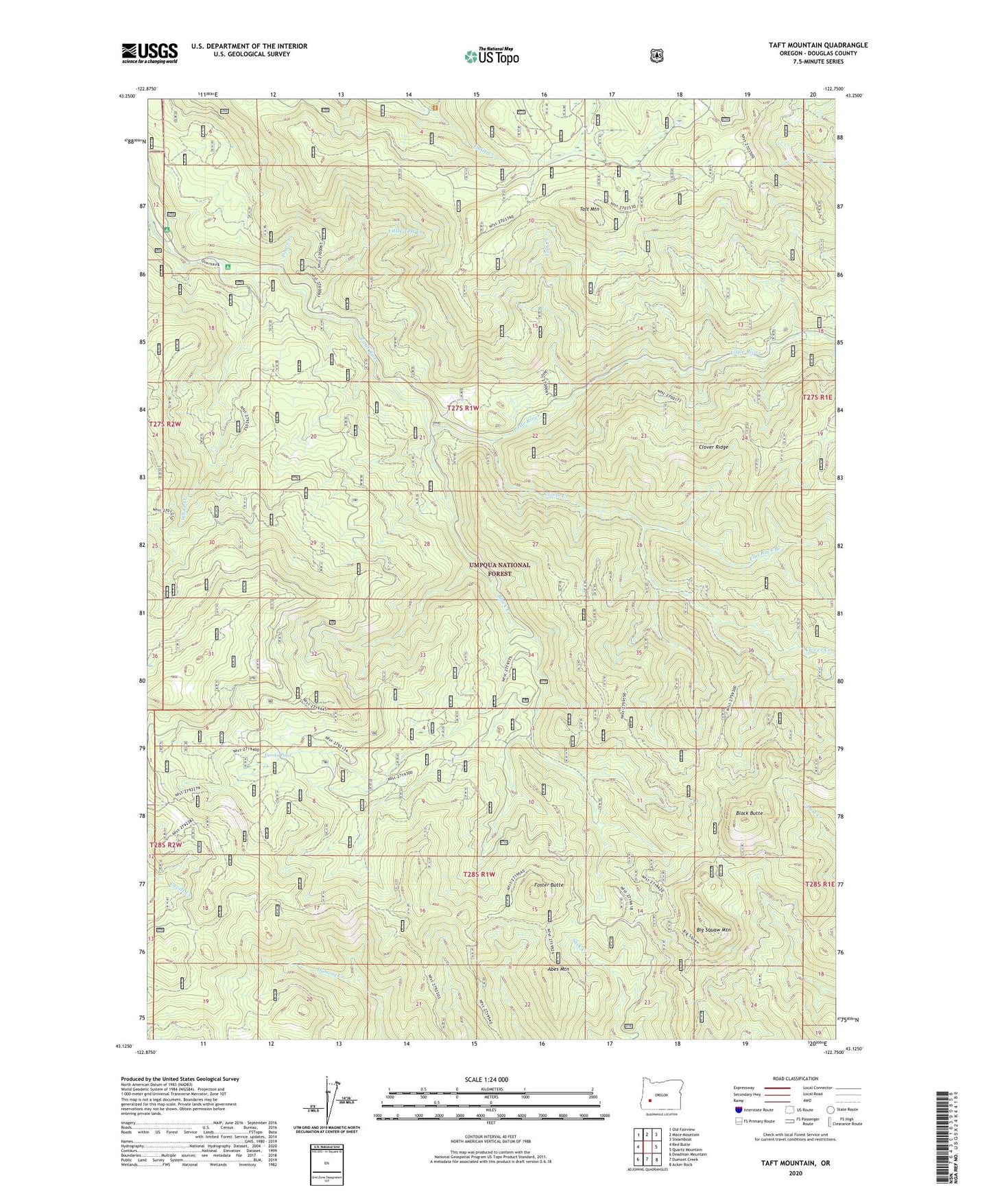 Taft Mountain Oregon US Topo Map Image