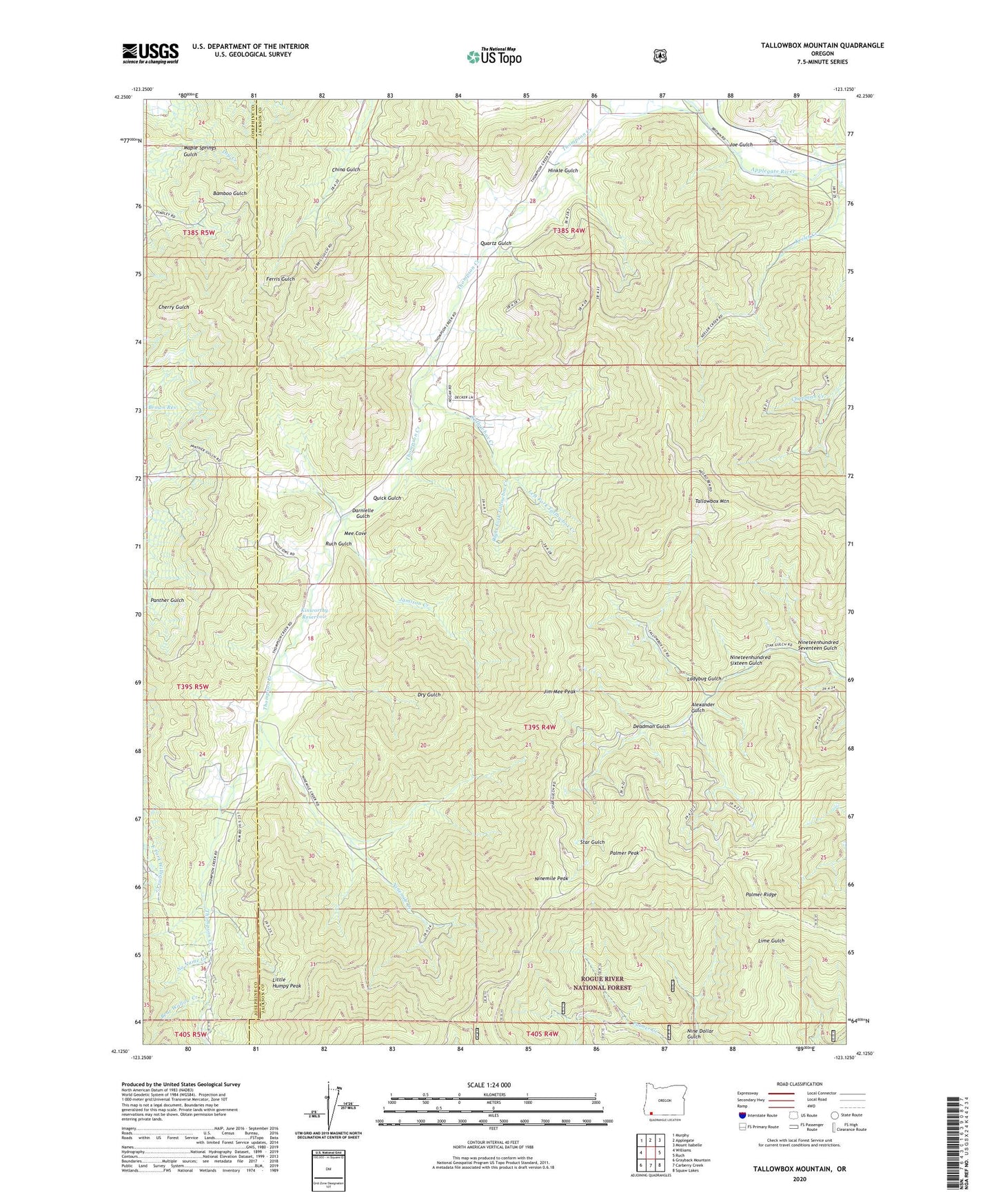 Tallowbox Mountain Oregon US Topo Map Image