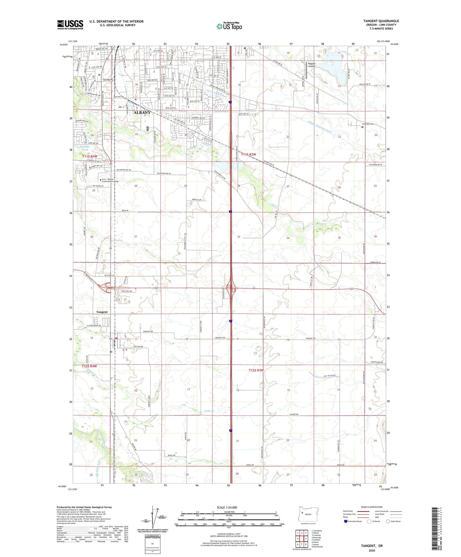 Tangent Oregon US Topo Map Image