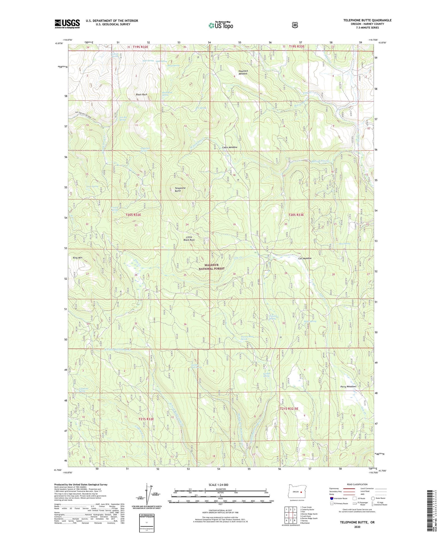 Telephone Butte Oregon US Topo Map Image