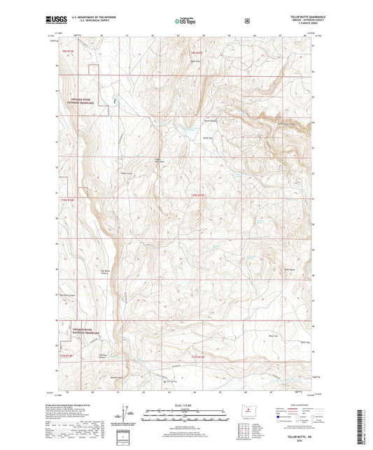 Teller Butte Oregon US Topo Map Image
