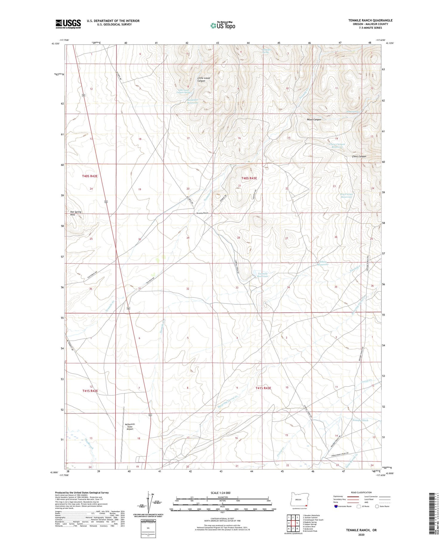 Tenmile Ranch Oregon US Topo Map Image