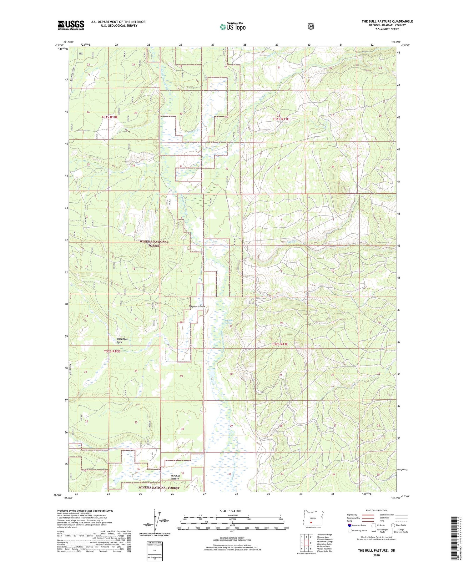 The Bull Pasture Oregon US Topo Map Image