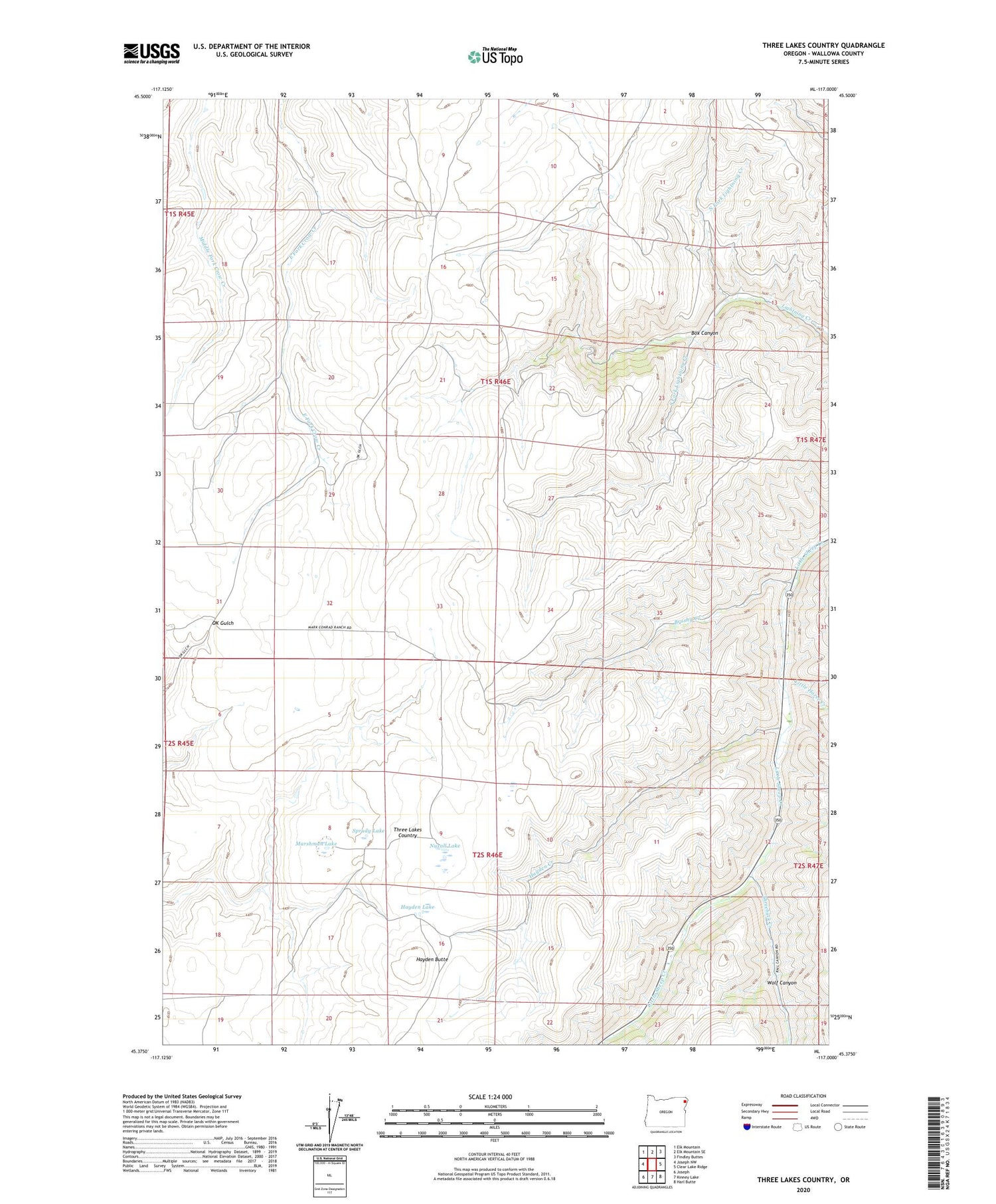 Three Lakes Country Oregon US Topo Map Image