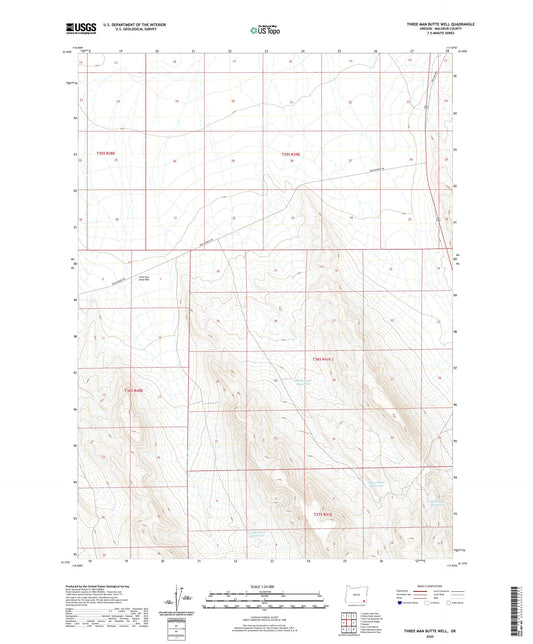 Three Man Butte Well Oregon US Topo Map Image