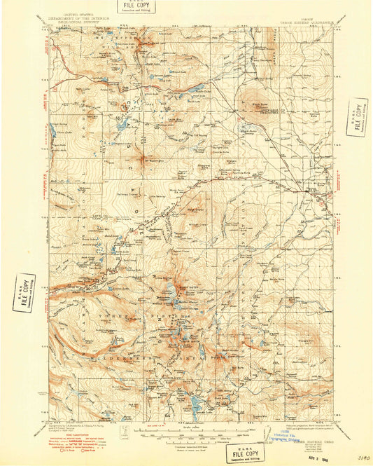 Historic 1932 Three Sisters Oregon 30'x30' Topo Map Image