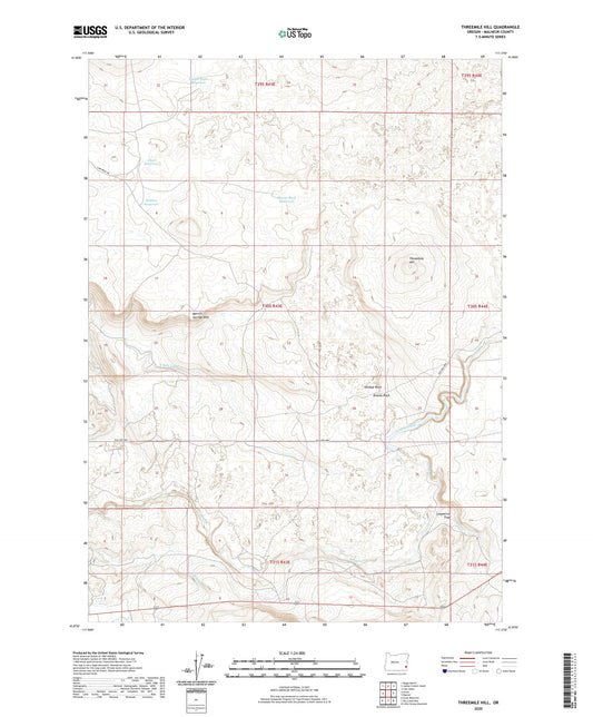 Threemile Hill Oregon US Topo Map Image