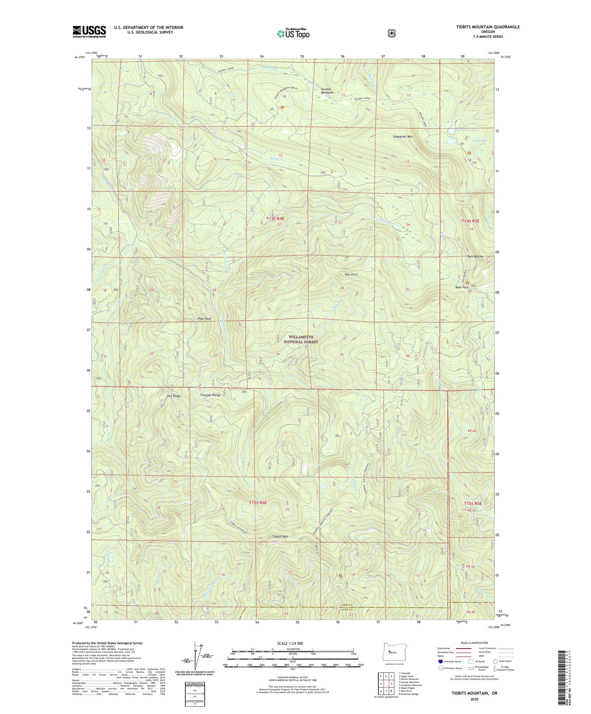 Tidbits Mountain Oregon US Topo Map – MyTopo Map Store