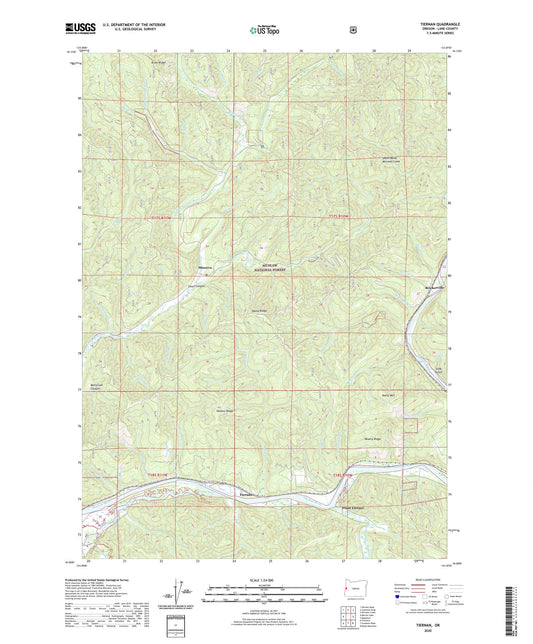 Tiernan Oregon US Topo Map Image