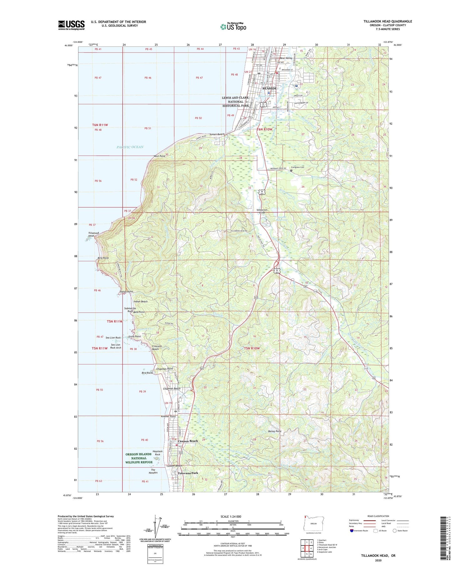 Tillamook Head Oregon US Topo Map Image