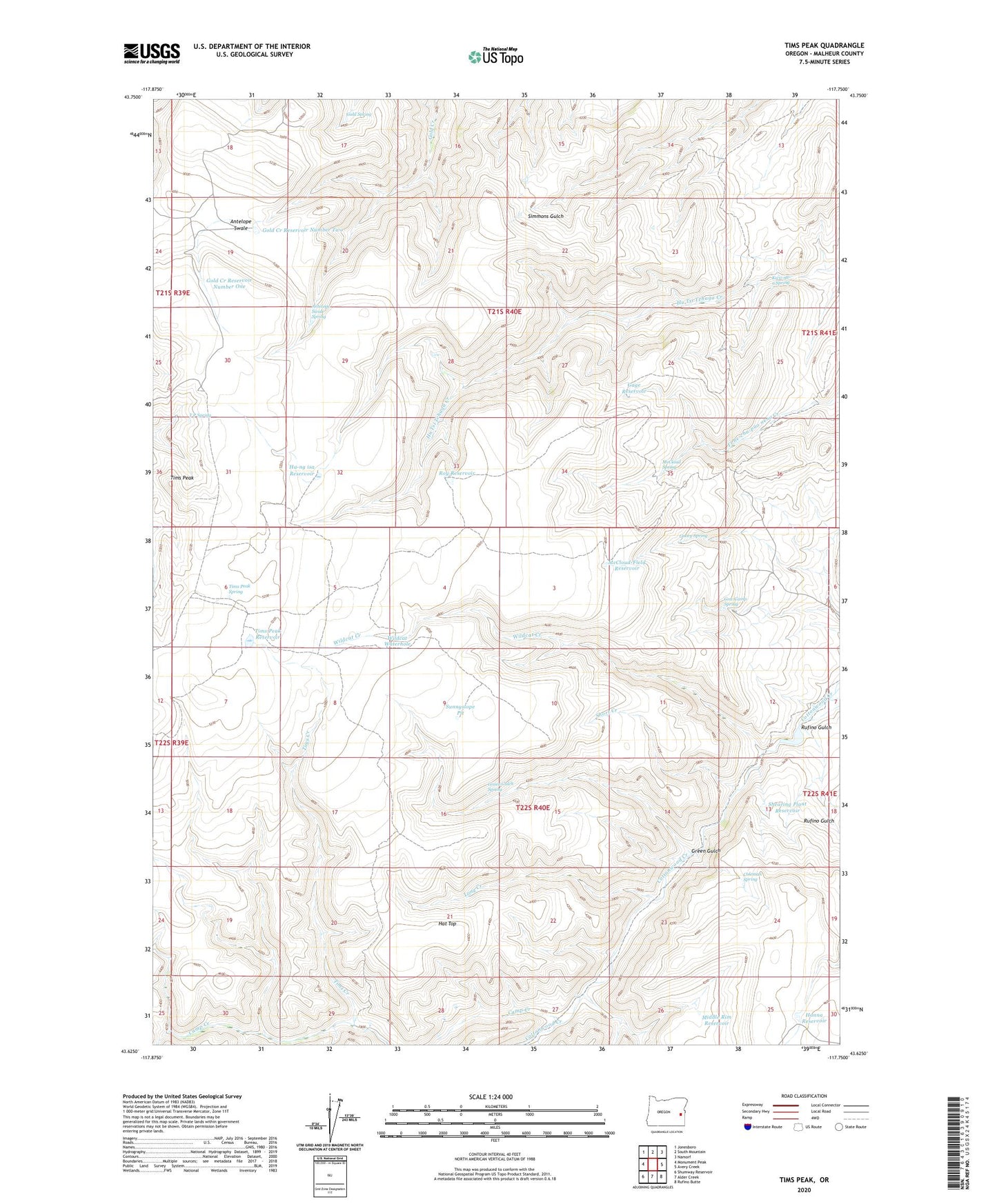 Tims Peak Oregon US Topo Map Image