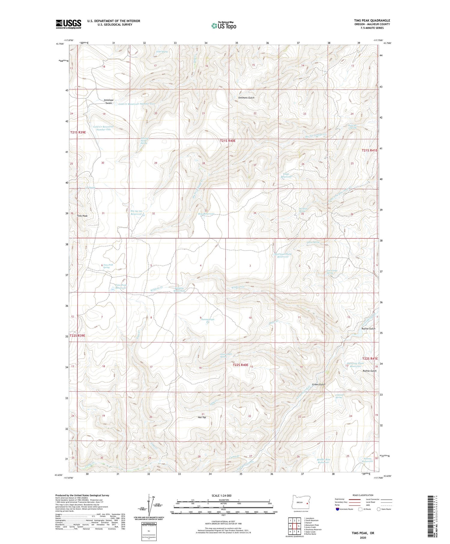 Tims Peak Oregon US Topo Map Image