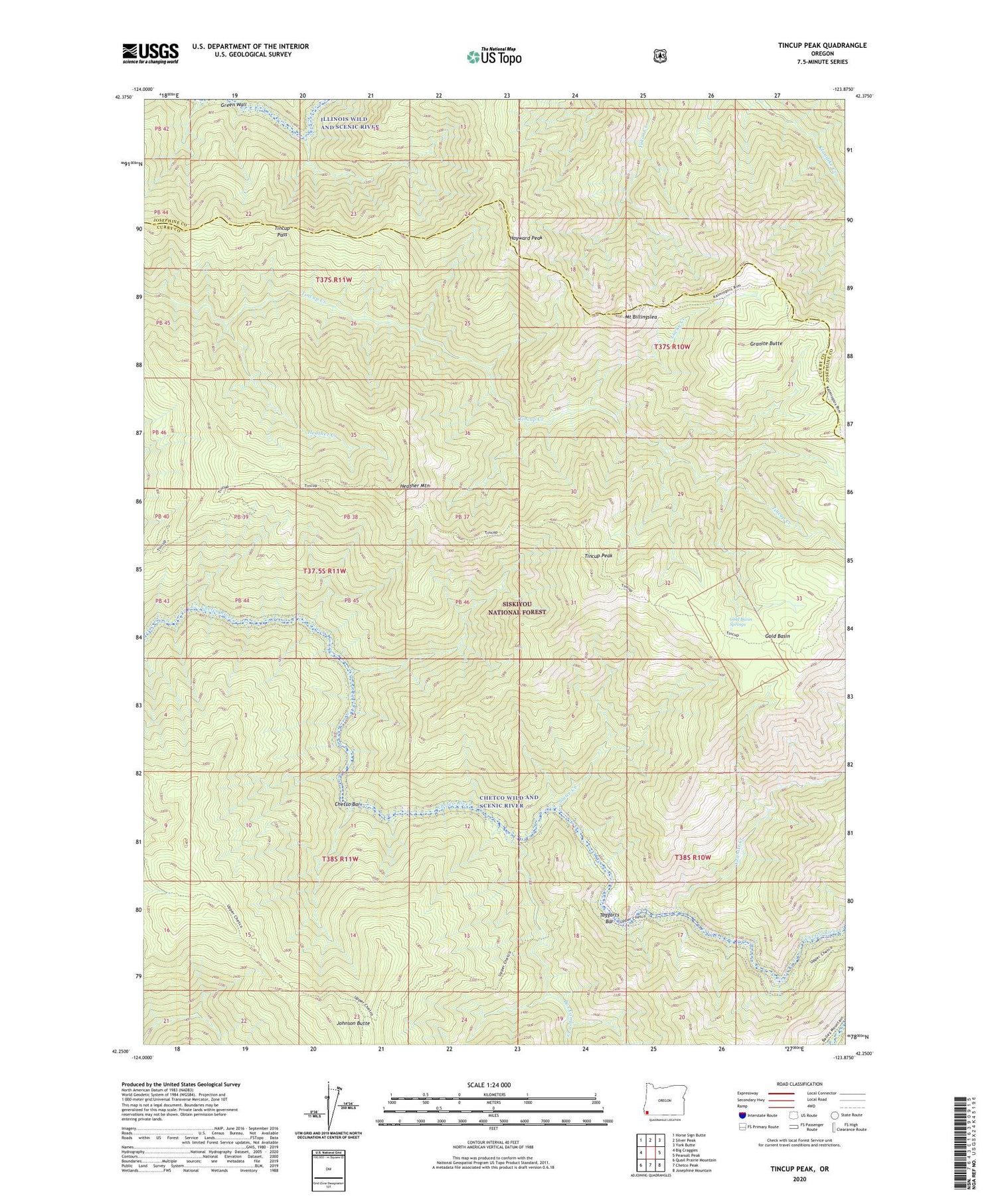 Tincup Peak Oregon US Topo Map Image