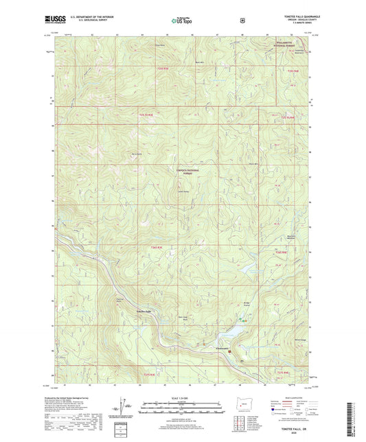 Toketee Falls Oregon US Topo Map Image