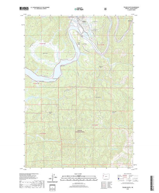 Toledo South Oregon US Topo Map Image