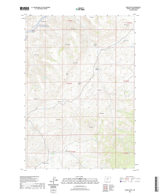 Toney Butte Oregon US Topo Map Image