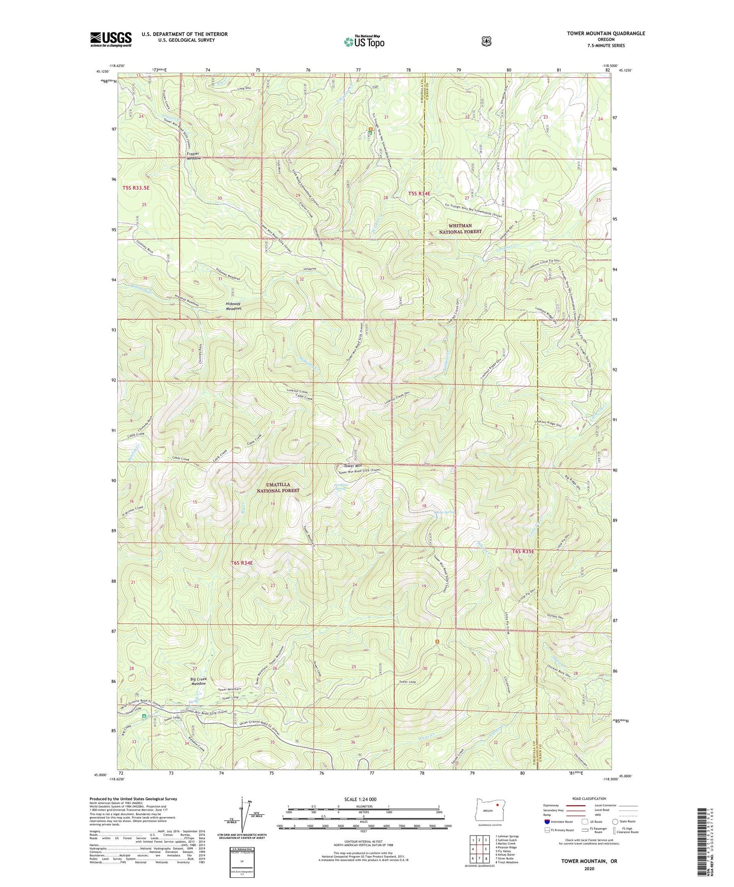 Tower Mountain Oregon US Topo Map Image