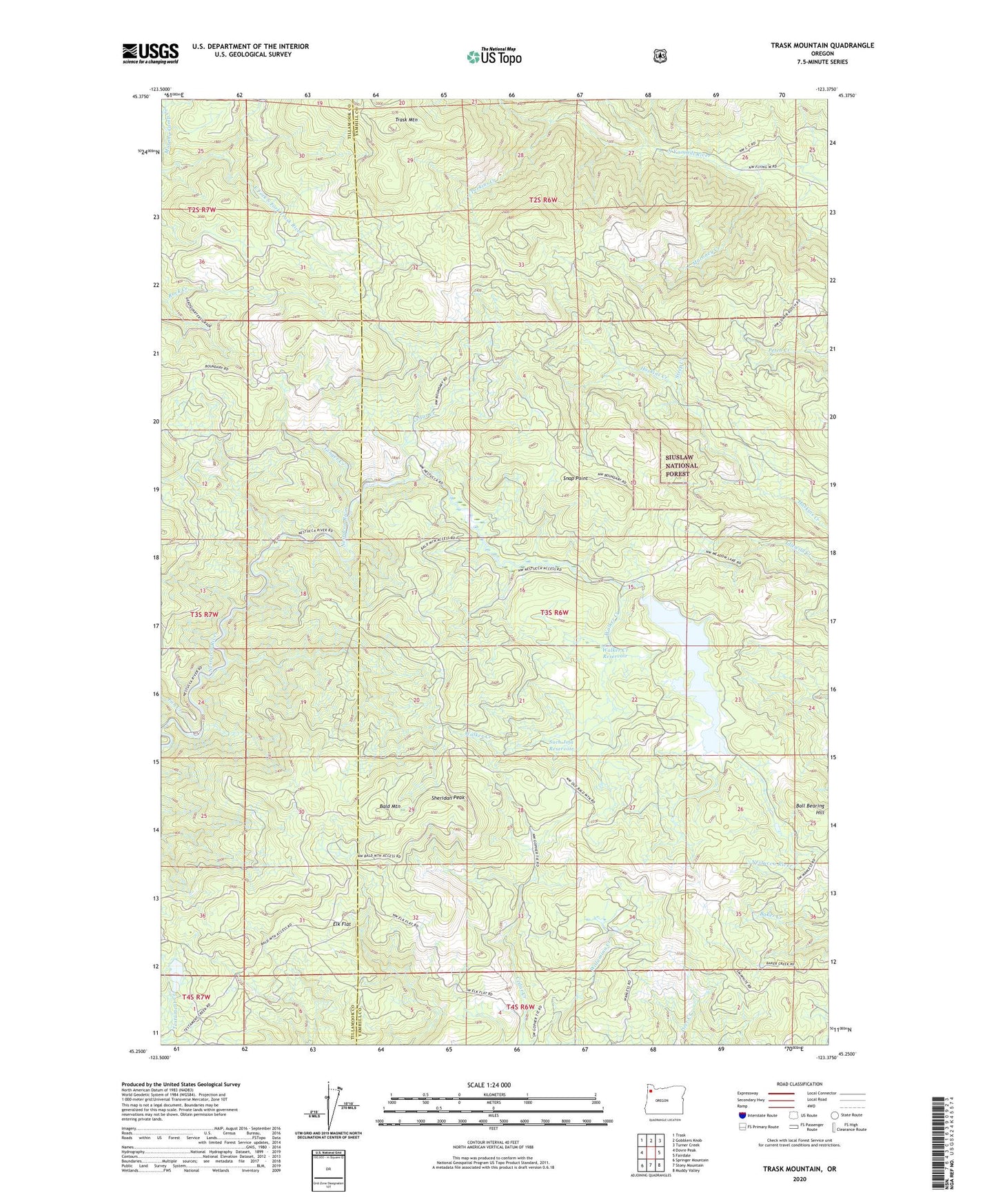 Trask Mountain Oregon US Topo Map Image