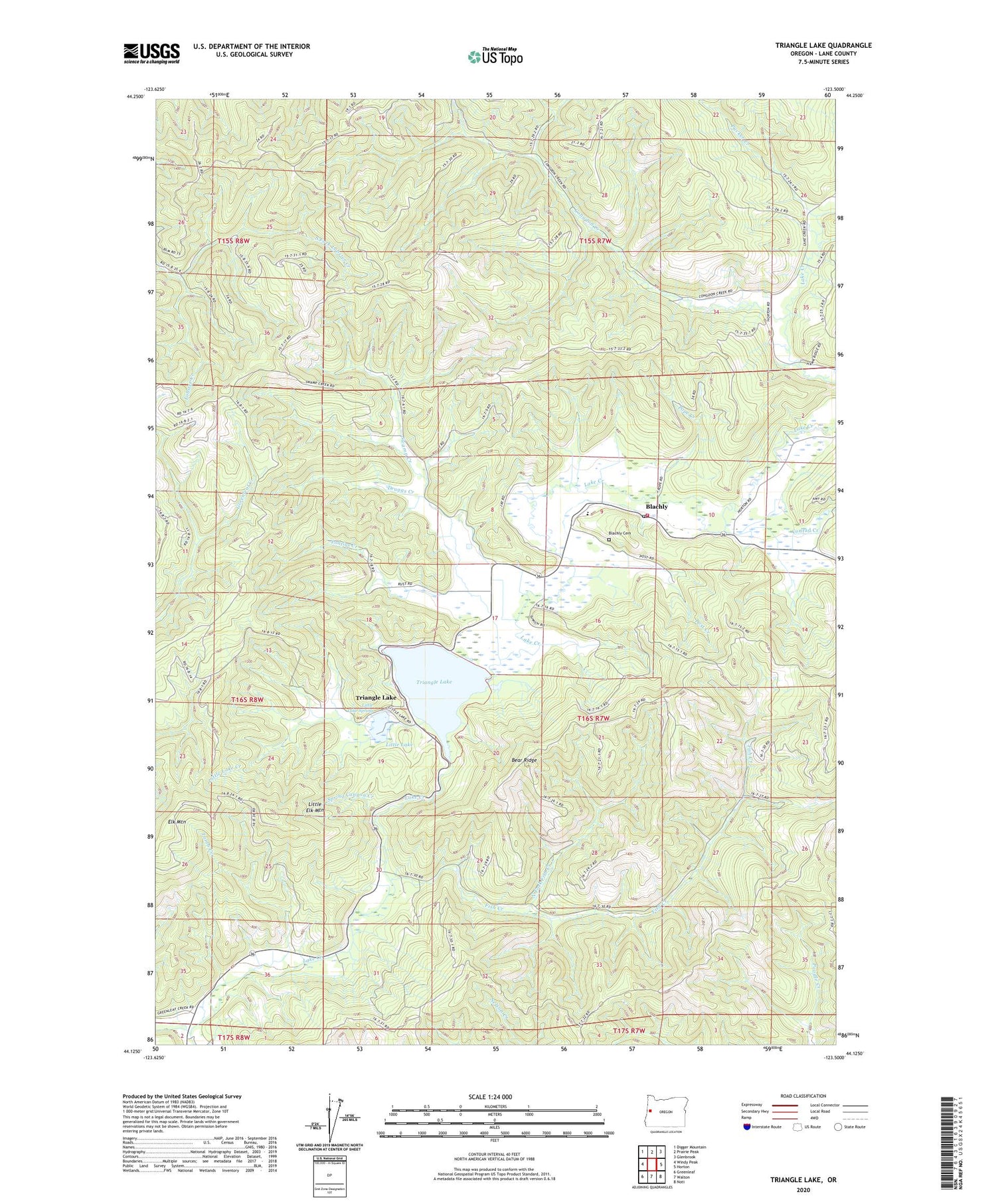 Triangle Lake Oregon US Topo Map Image