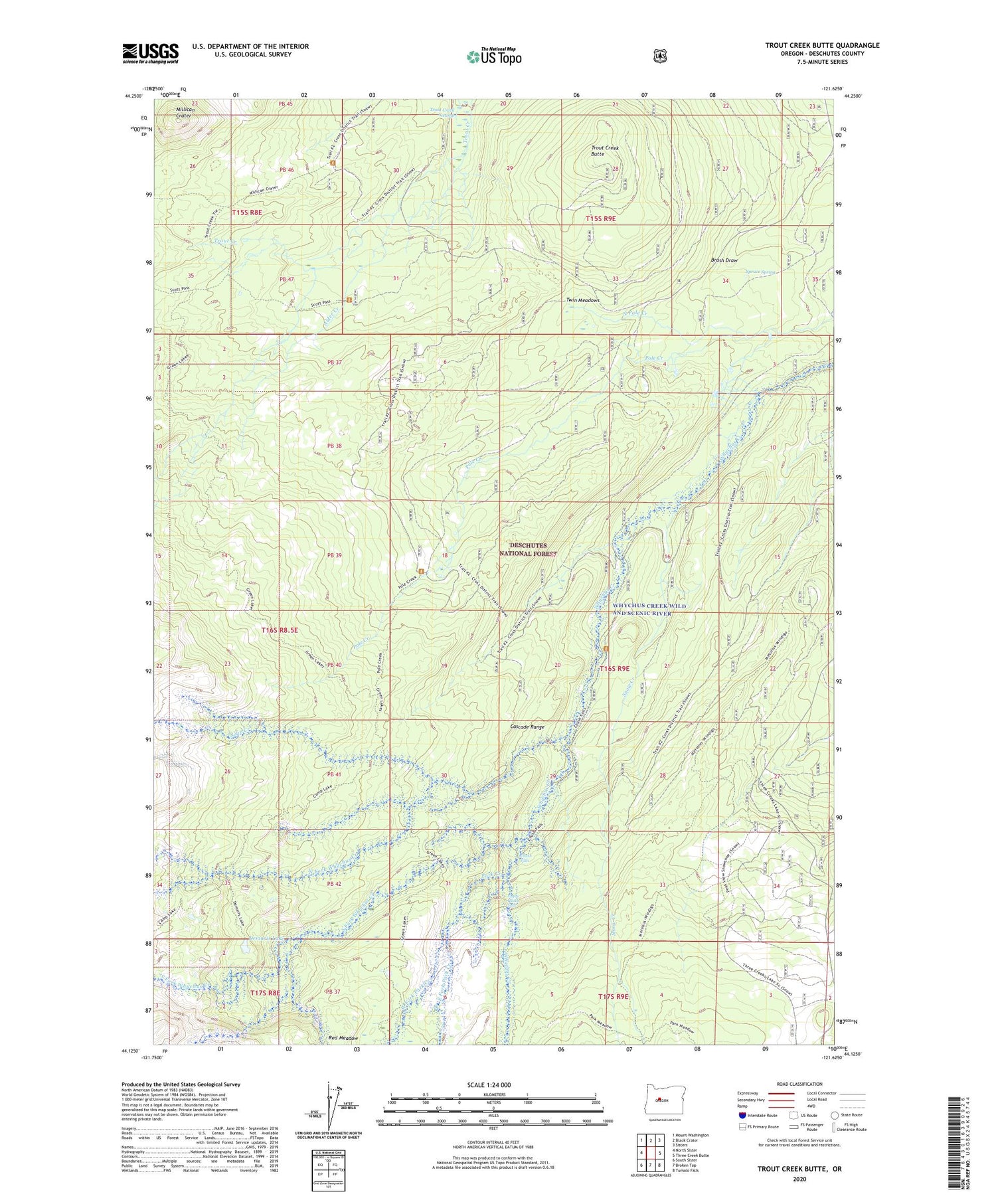 Trout Creek Butte Oregon US Topo Map Image