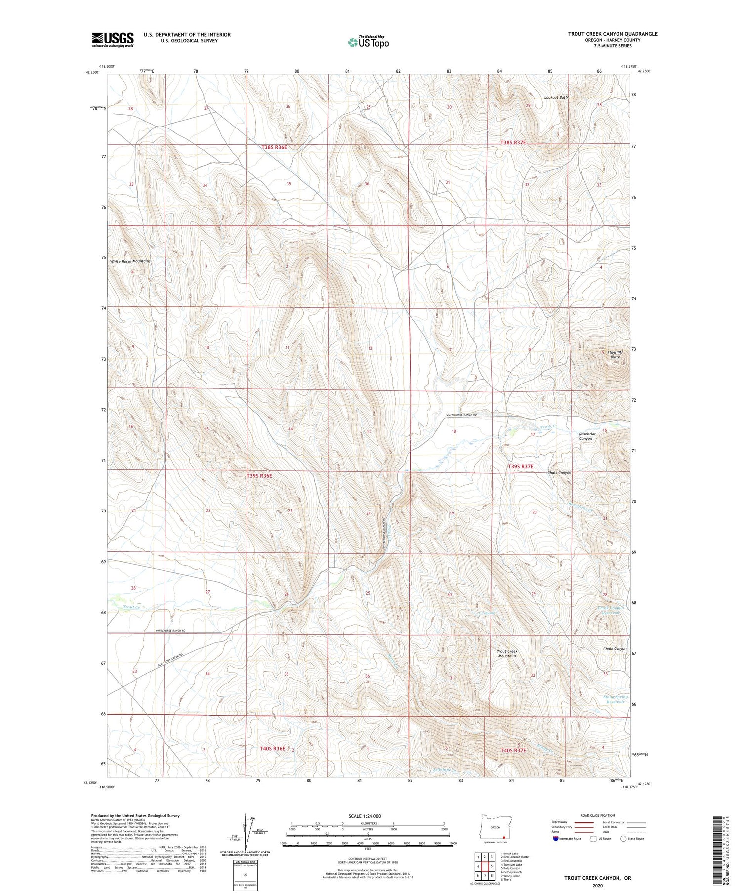 Trout Creek Canyon Oregon US Topo Map Image