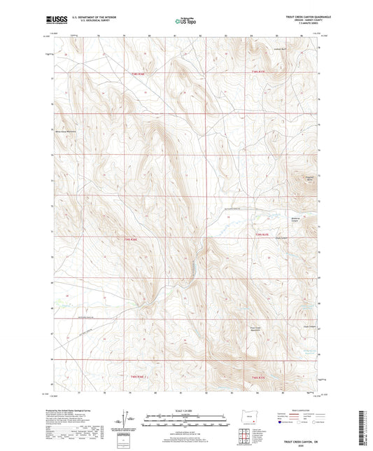 Trout Creek Canyon Oregon US Topo Map Image