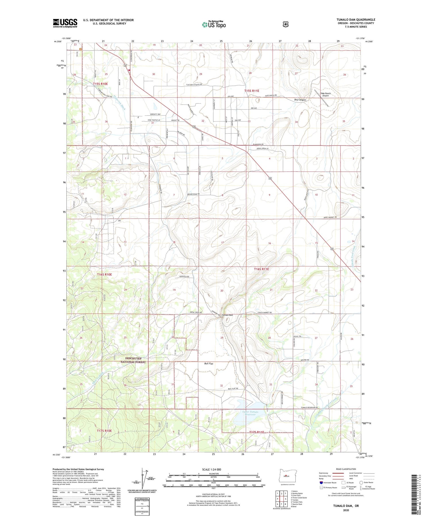 Tumalo Dam Oregon US Topo Map Image