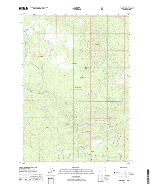 Tumalo Falls Oregon US Topo Map Image