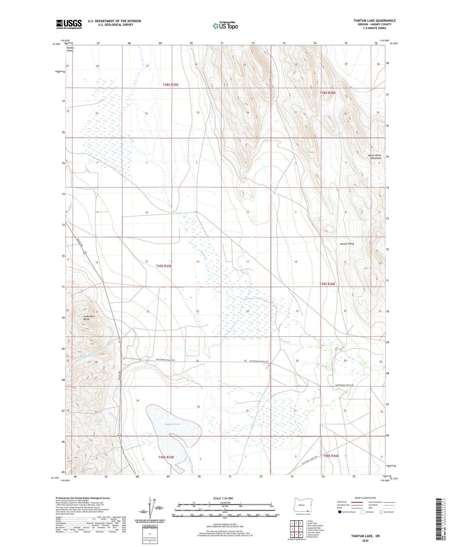Tumtum Lake Oregon US Topo Map Image