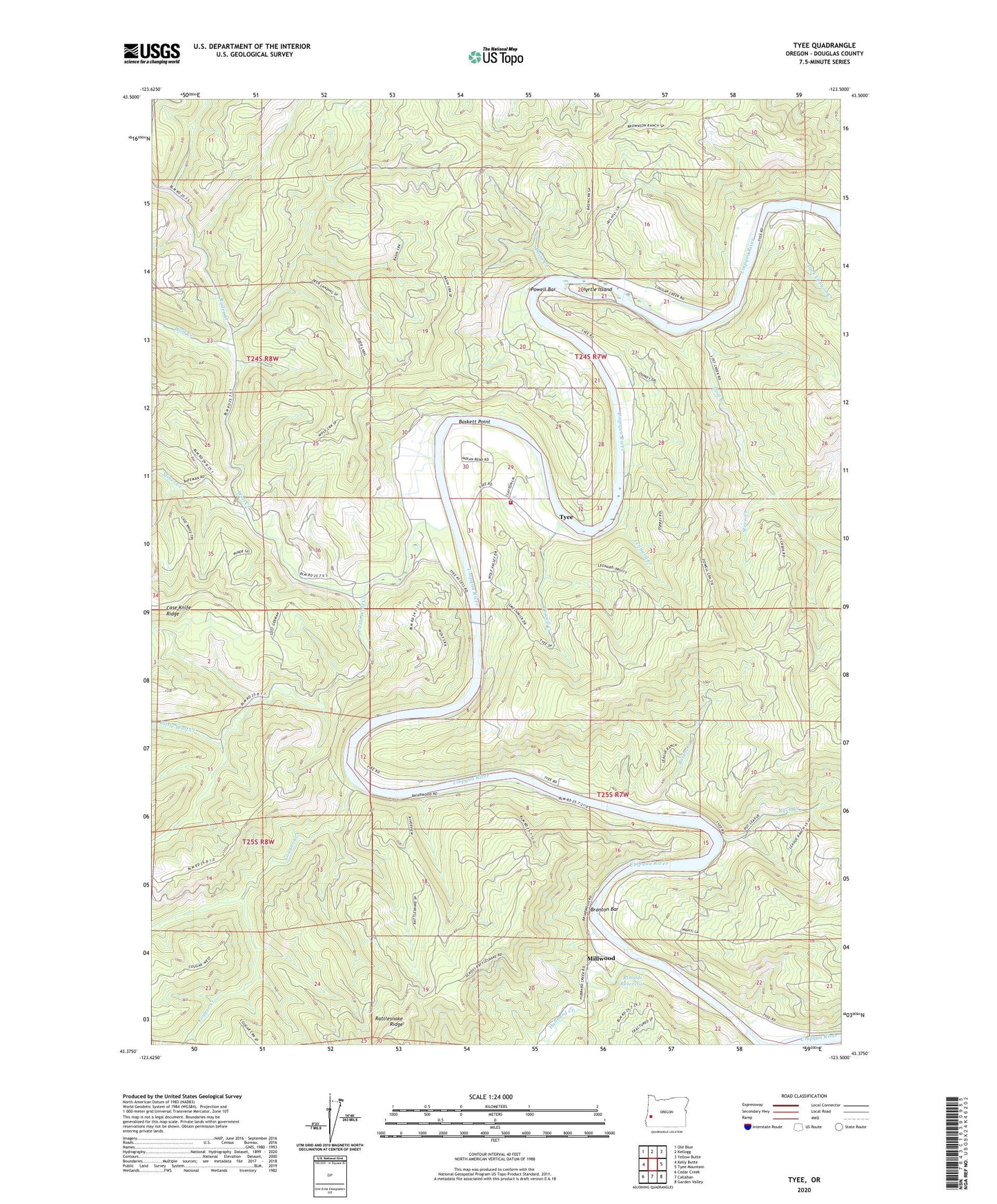 Tyee Oregon US Topo Map Image