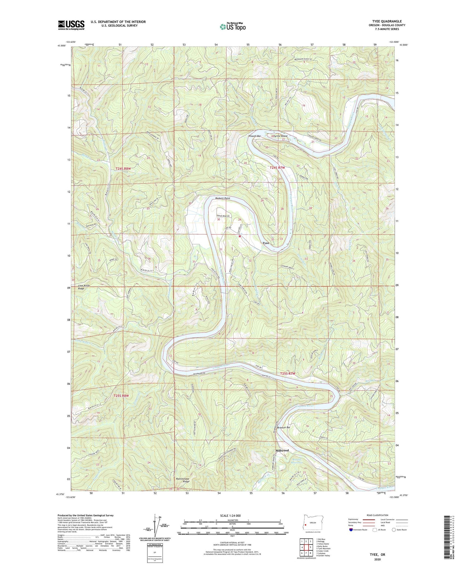 Tyee Oregon US Topo Map Image