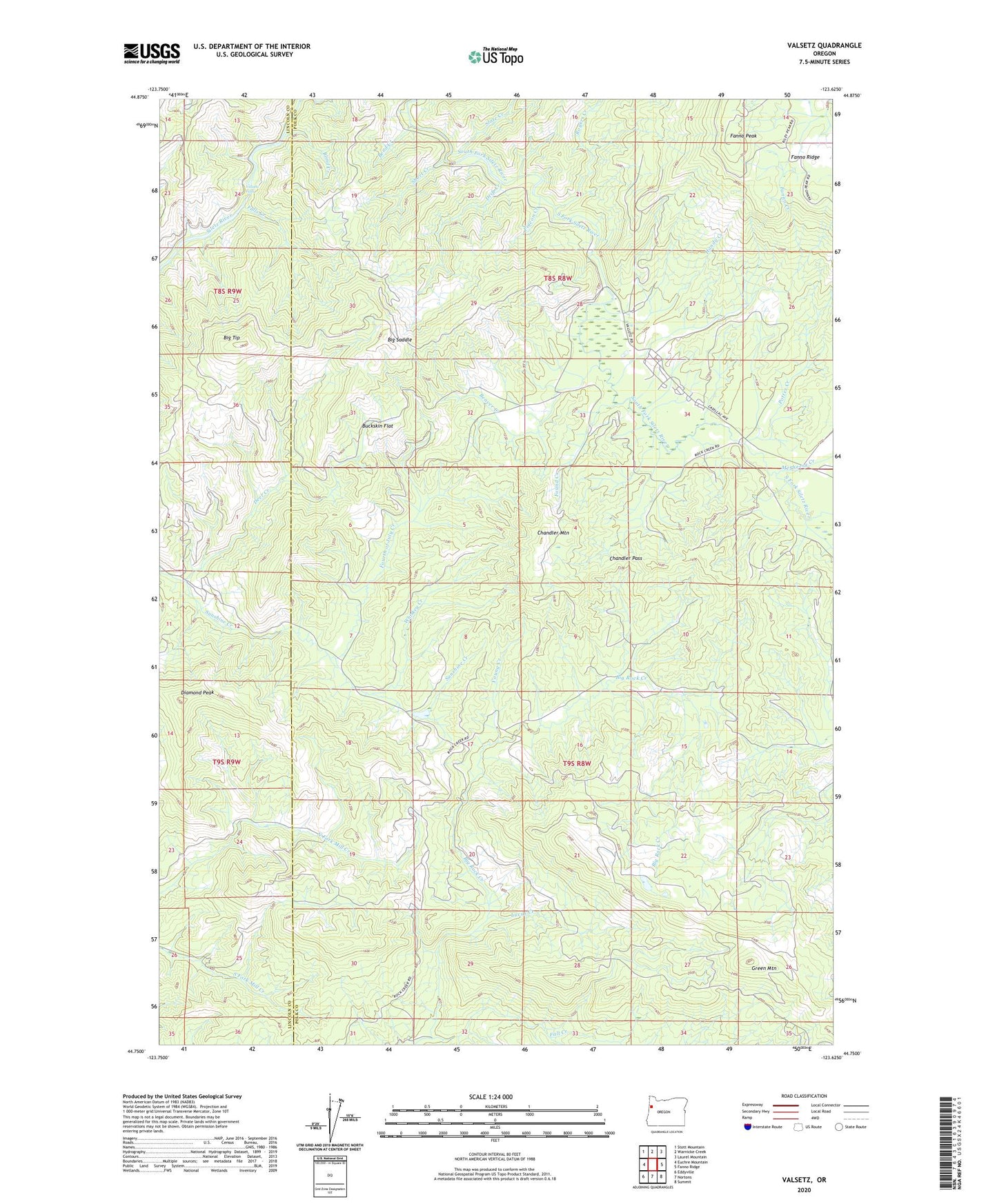 Valsetz Oregon US Topo Map Image