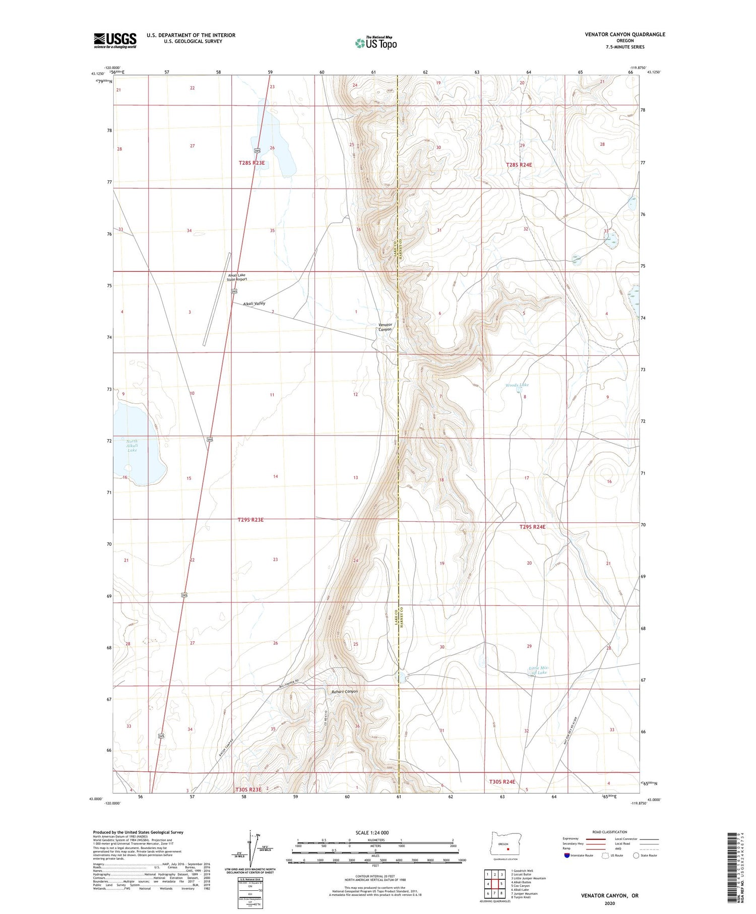 Venator Canyon Oregon US Topo Map Image