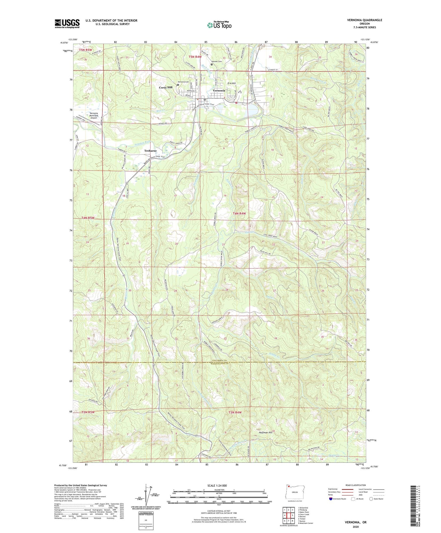 Vernonia Oregon US Topo Map Image