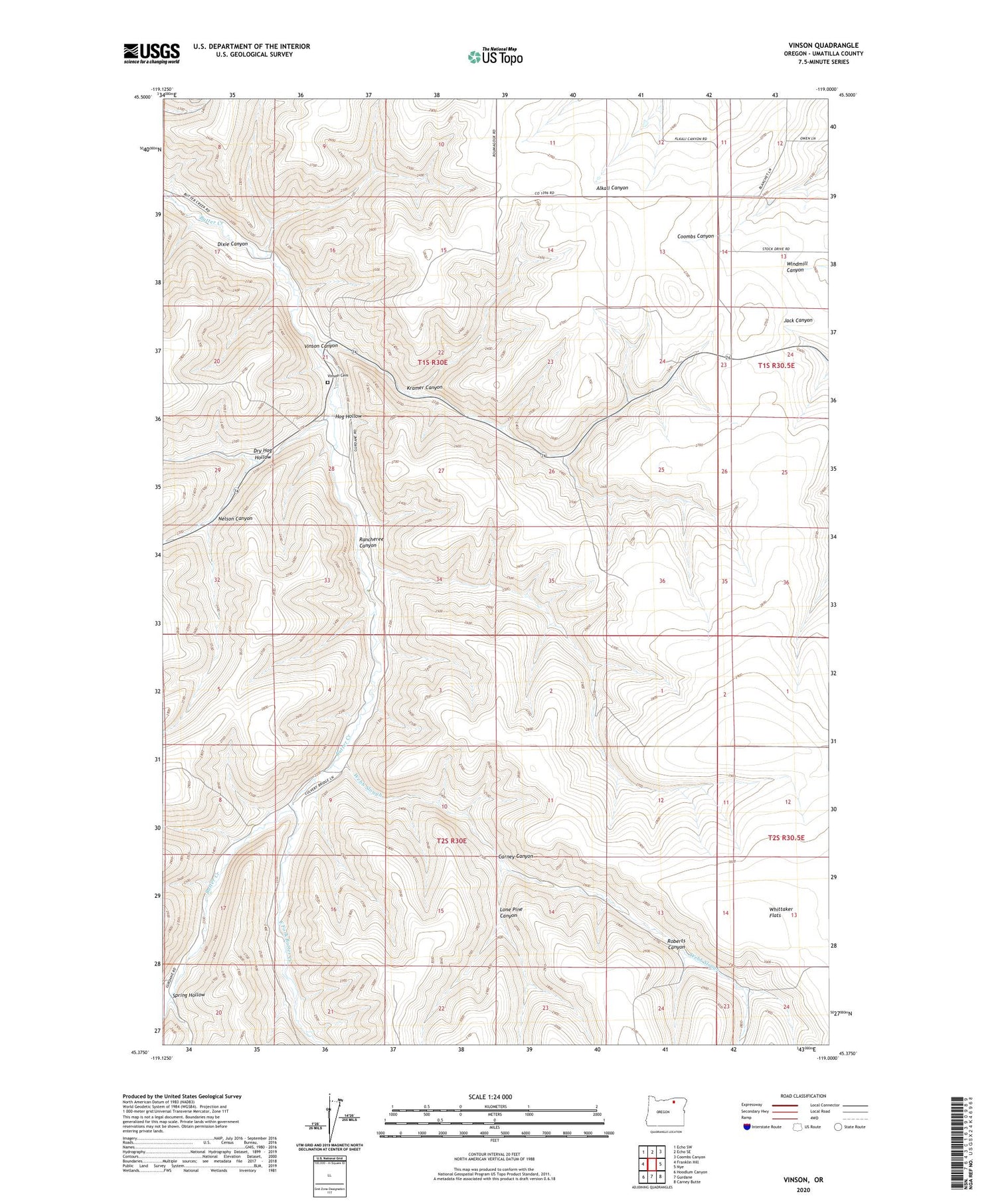 Vinson Oregon US Topo Map Image