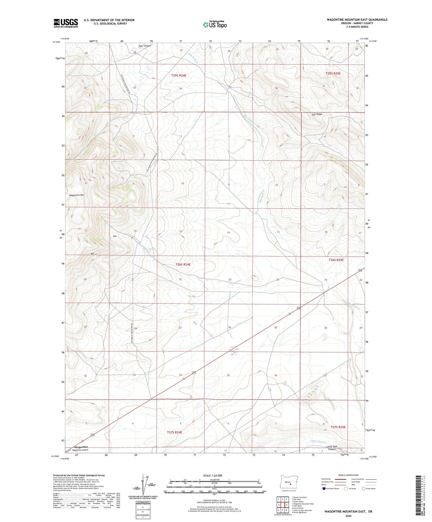 Wagontire Mountain East Oregon US Topo Map Image
