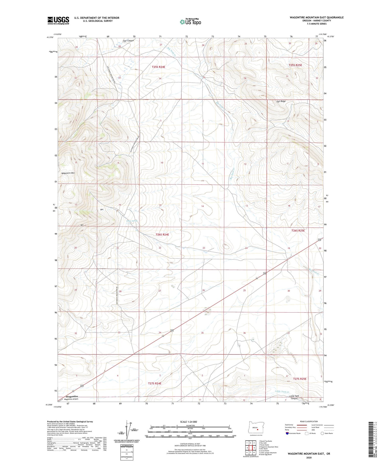 Wagontire Mountain East Oregon US Topo Map Image