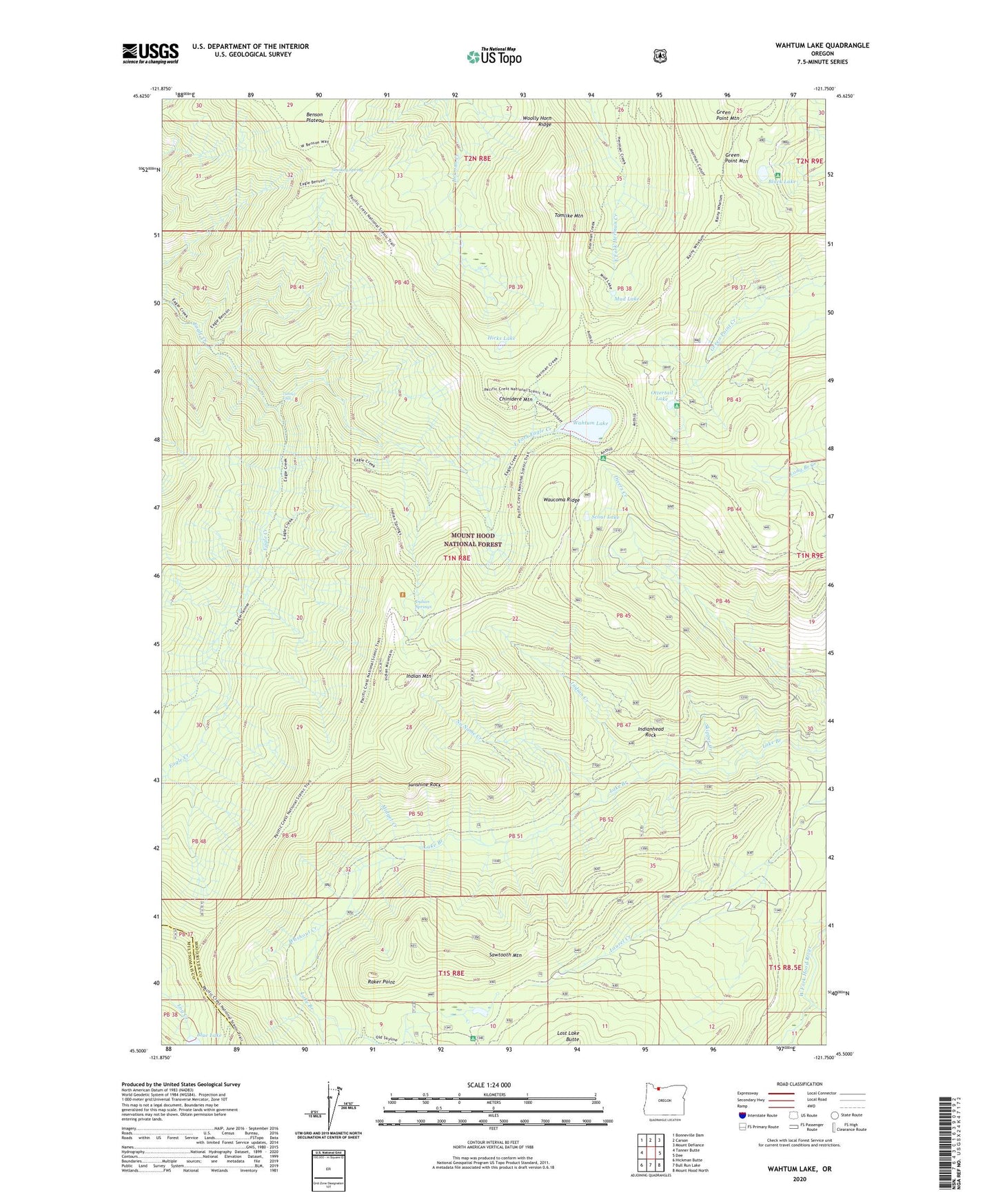 Wahtum Lake Oregon US Topo Map Image