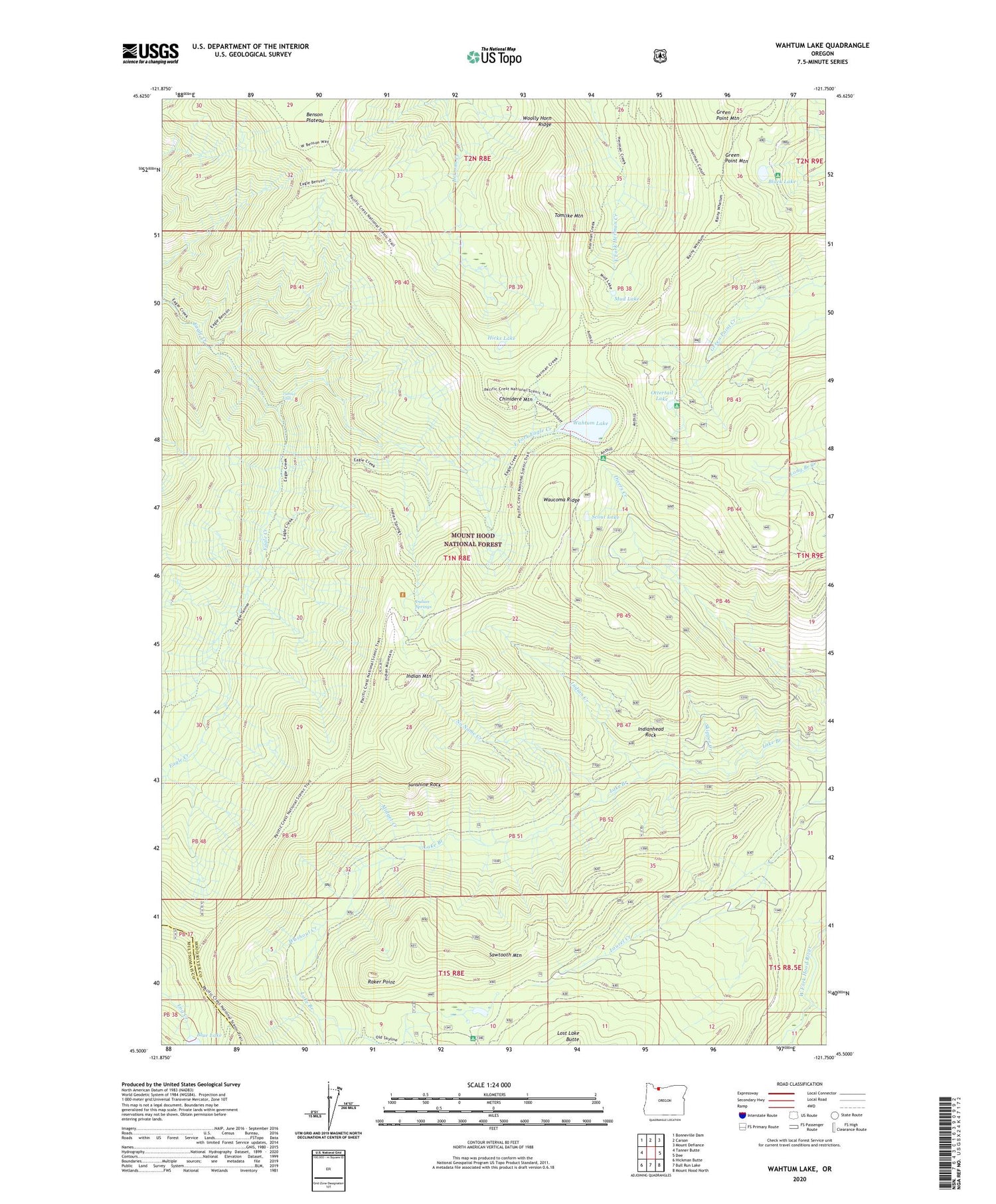 Wahtum Lake Oregon US Topo Map Image